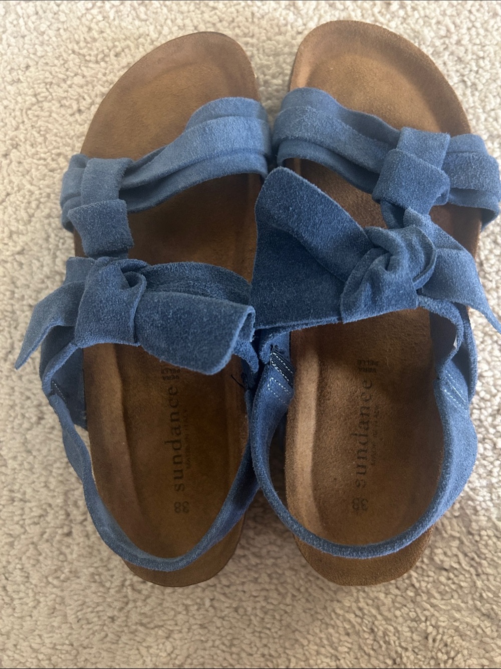 Sundance Blue Suede Knot-Front Kids Sandals